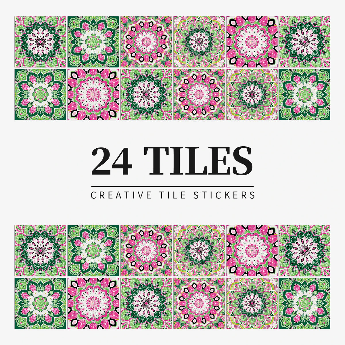 24pcs/Set Gray Moroccan Art Self-Adhesive Wall Sticker Kitchen Bathroom Decoration Vinyl Waterproof Wallpaper Home Decal