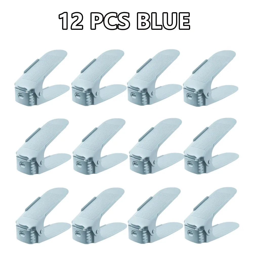 6-14Pcs Shoe Slots Organizer, Adjustable Shoe Support Rack, Double Layer Stack Holder, Shoe Stacker for Closet Organization