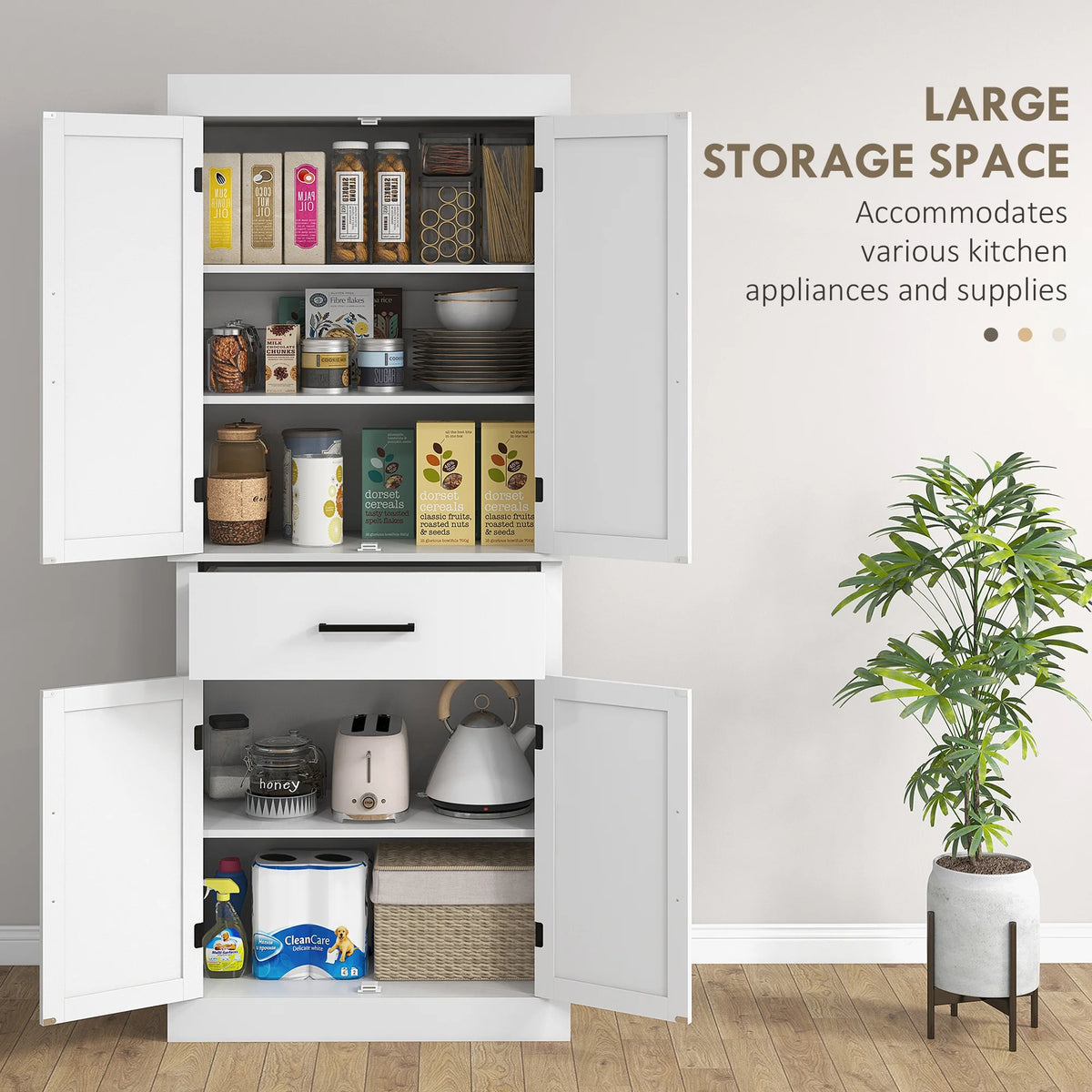 Homcom 72" Tall Kitchen Pantry Storage Cabinet with Barn Doors and Drawer