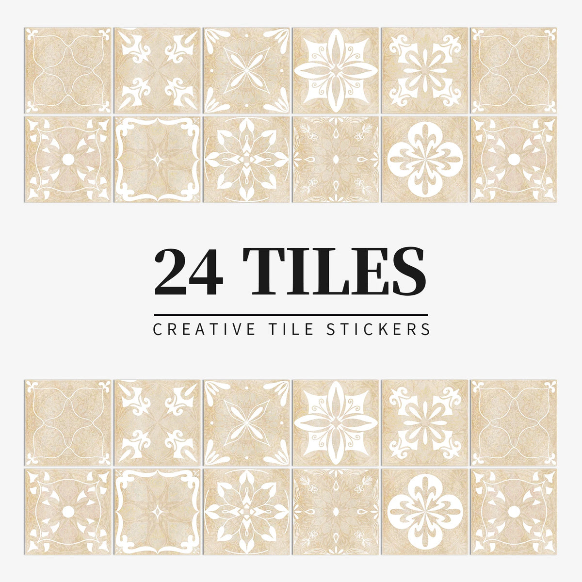24pcs/Set Gray Moroccan Art Self-Adhesive Wall Sticker Kitchen Bathroom Decoration Vinyl Waterproof Wallpaper Home Decal