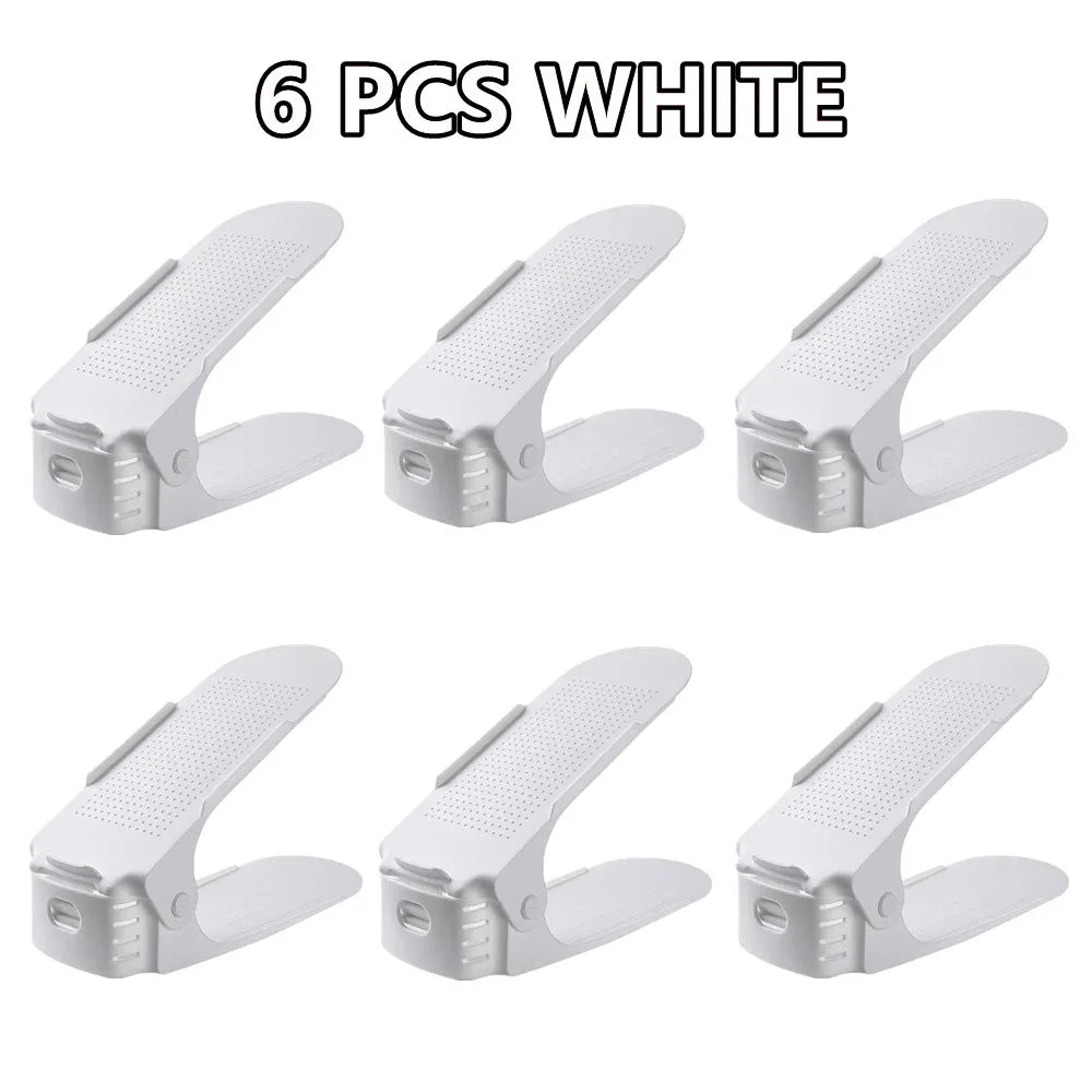 6-14Pcs Shoe Slots Organizer, Adjustable Shoe Support Rack, Double Layer Stack Holder, Shoe Stacker for Closet Organization