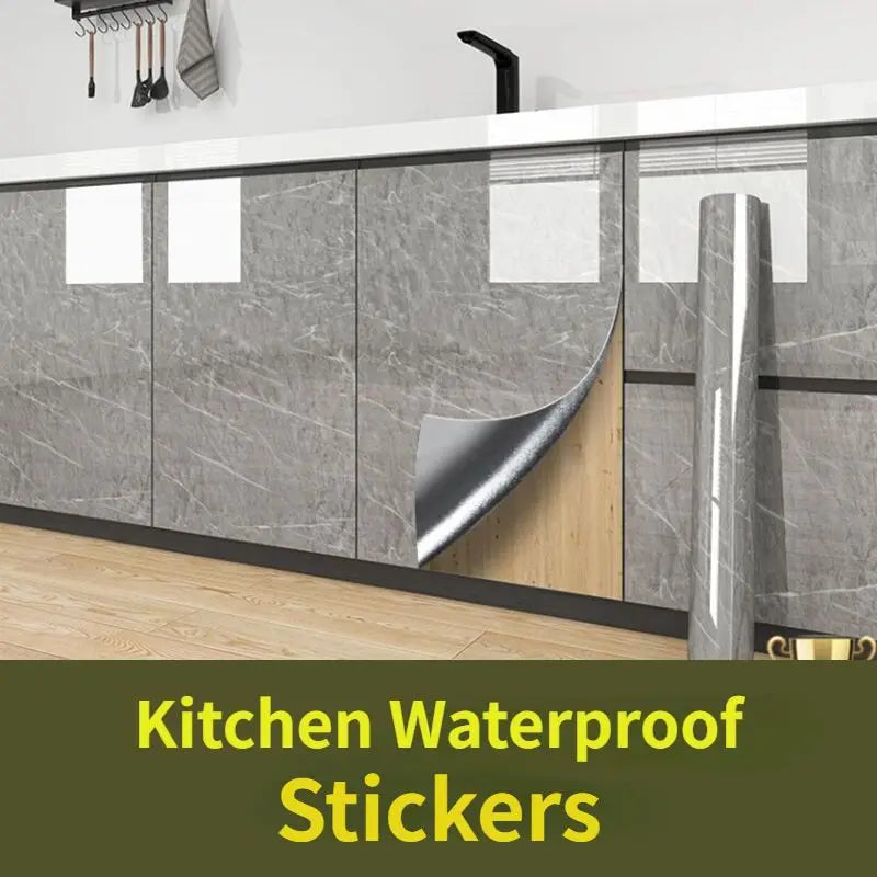 Kitchen Cabinets Furniture Renovation Stickers Oil Proof Mould-Proof Waterproof Self-adhesive Wallpaper Kitchen Decoration