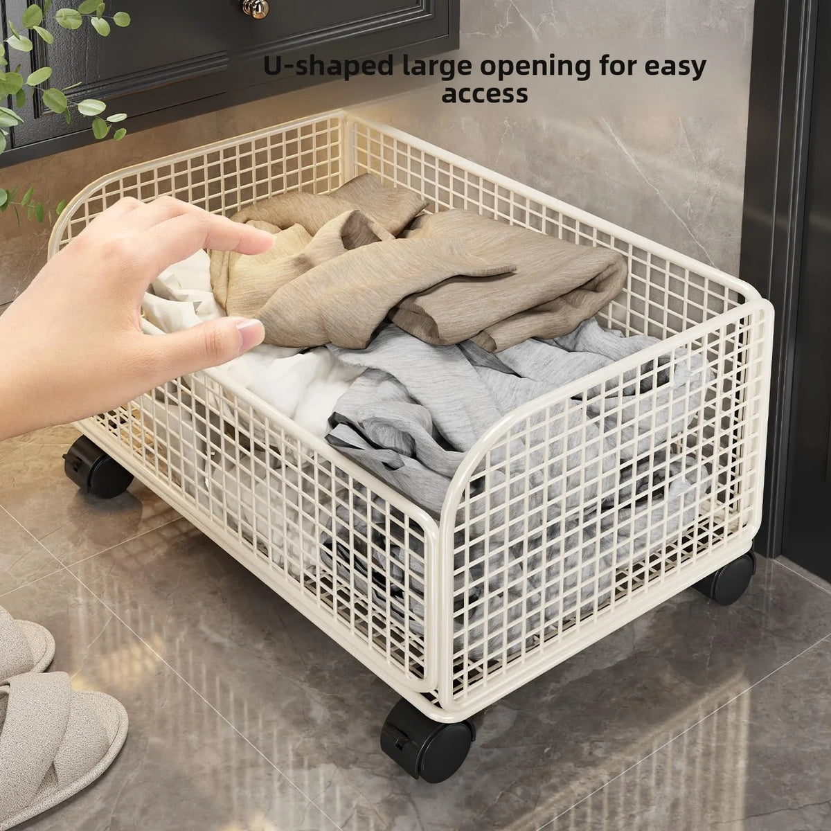 Bathroom Laundry Basket Multi-Functional Storage Rack with Wheels for Dirty Clothes Bath Towels under Sink Organizer