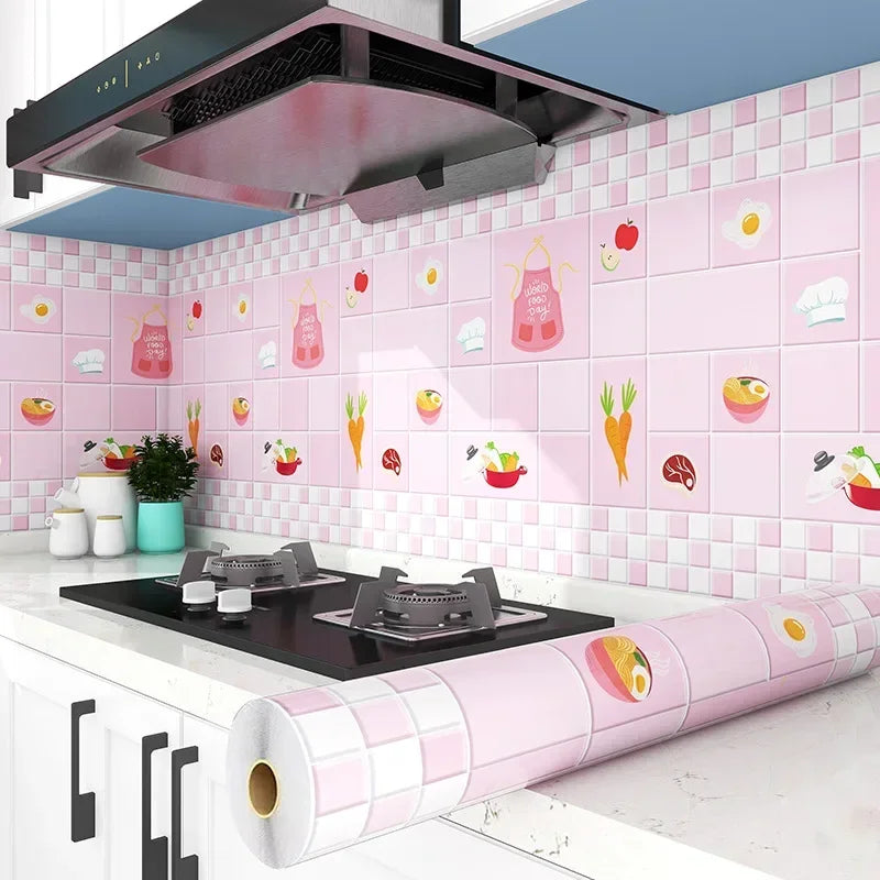 Kitchen Stove Oil-proof Sticker Waterproof High Temperature Resistant Wallpapers Kitchen Decoration Self Adhesive Contact Paper