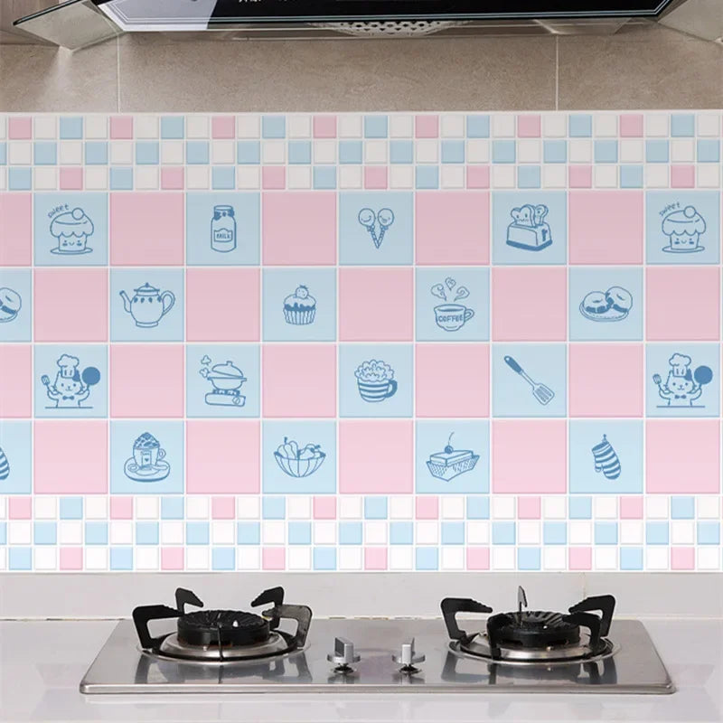 Kitchen Stove Oil-proof Sticker Waterproof High Temperature Resistant Wallpapers Kitchen Decoration Self Adhesive Contact Paper