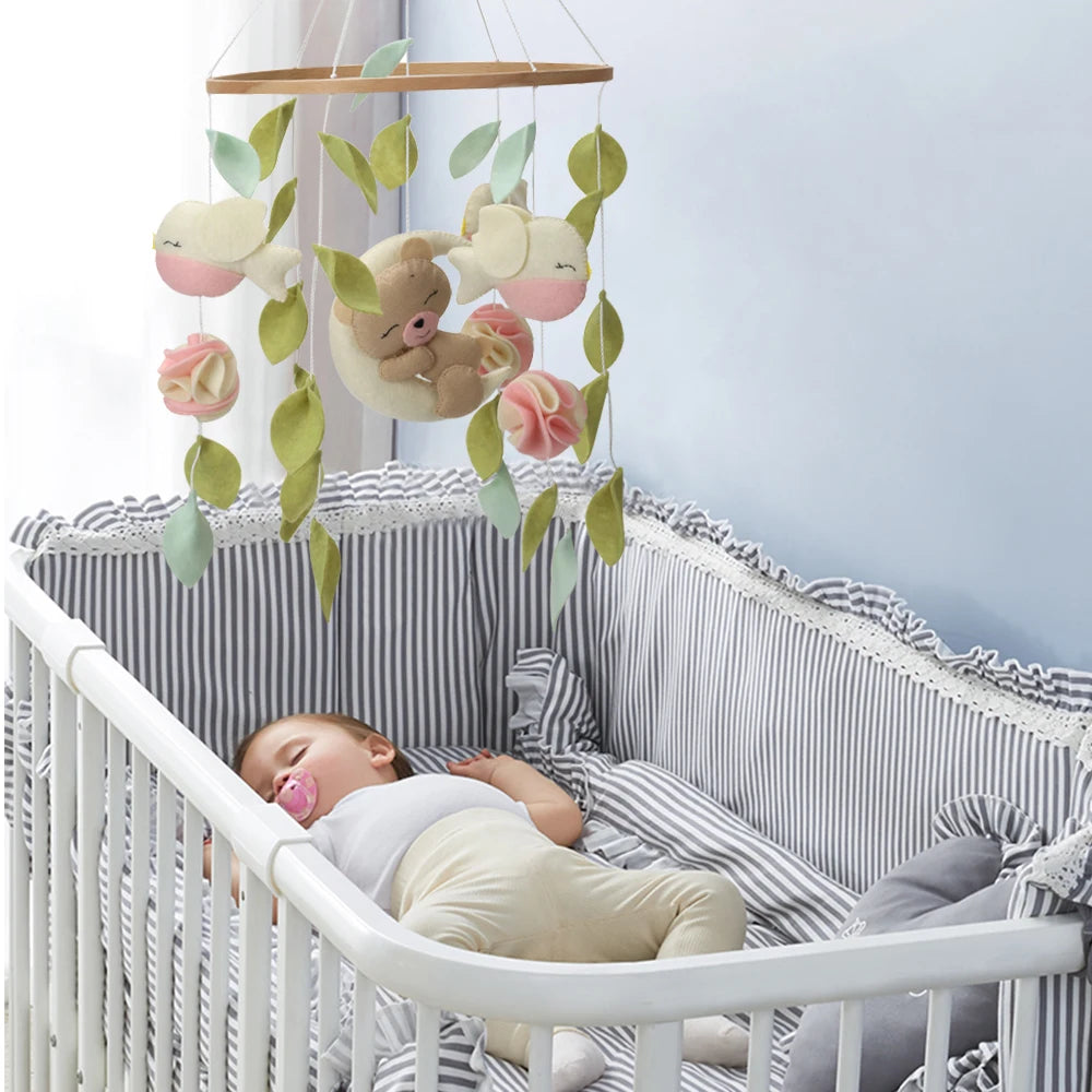 Boho mobile girl Baby shower gift Teddy Bear baby Girl Mobile Nursery decor