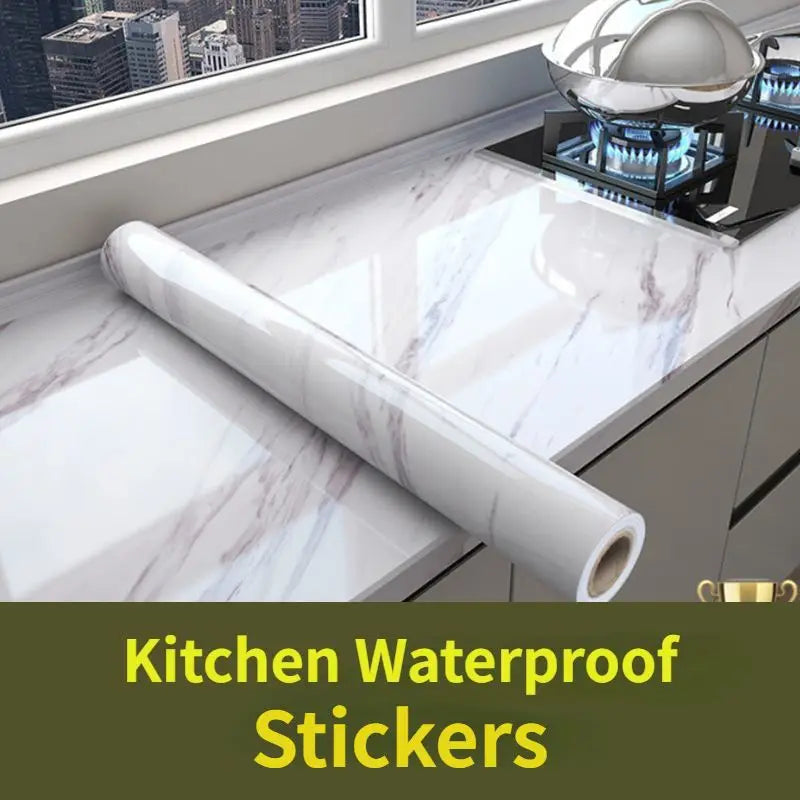 Kitchen Cabinets Furniture Renovation Stickers Oil Proof Mould-Proof Waterproof Self-adhesive Wallpaper Kitchen Decoration