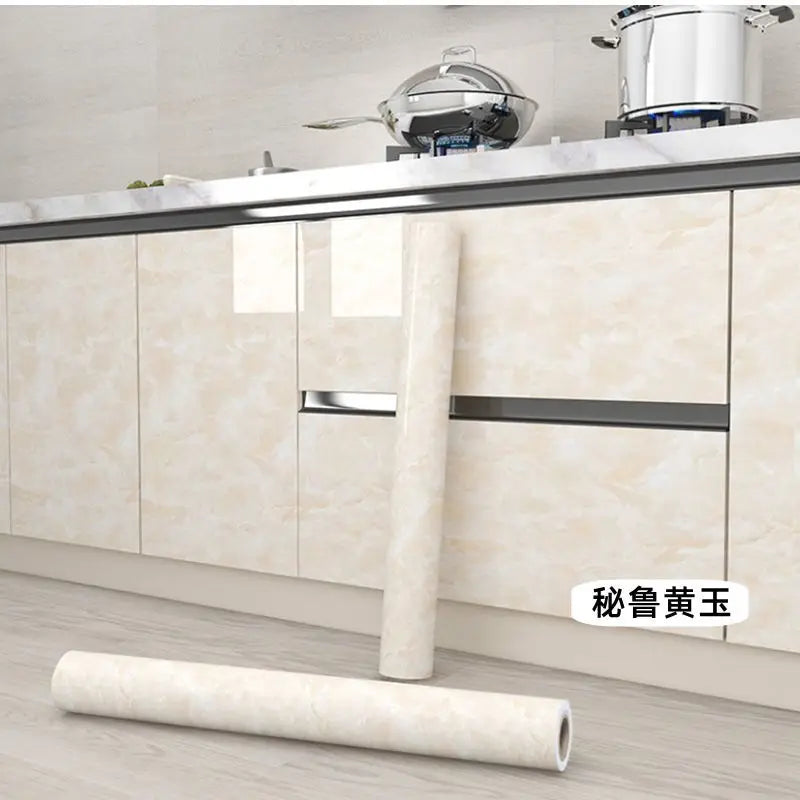 Kitchen Cabinets Furniture Renovation Stickers Oil Proof Mould-Proof Waterproof Self-adhesive Wallpaper Kitchen Decoration