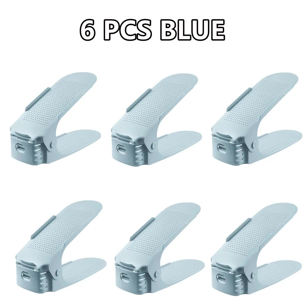 6-14Pcs Shoe Slots Organizer, Adjustable Shoe Support Rack, Double Layer Stack Holder, Shoe Stacker for Closet Organization