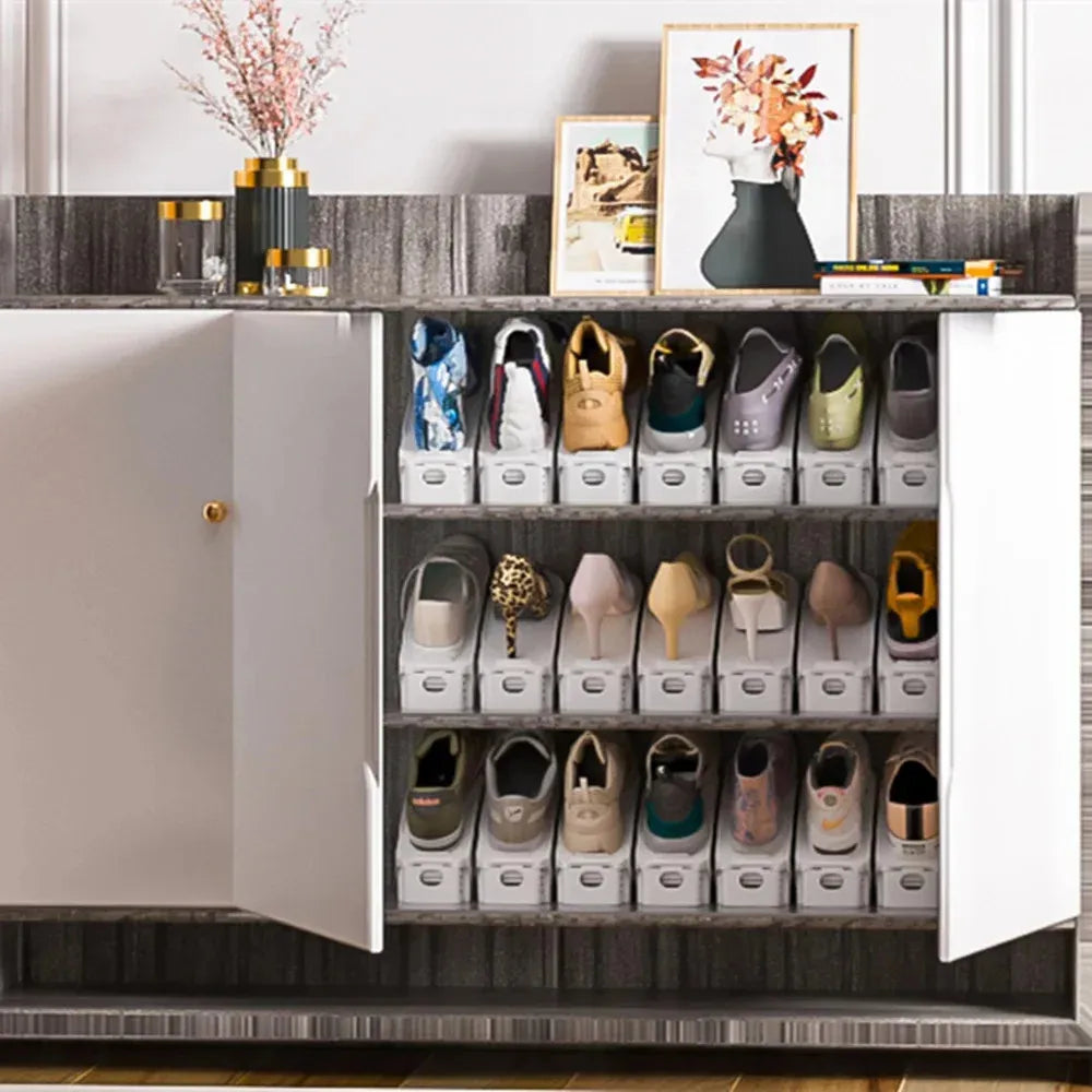 6-14Pcs Shoe Slots Organizer, Adjustable Shoe Support Rack, Double Layer Stack Holder, Shoe Stacker for Closet Organization