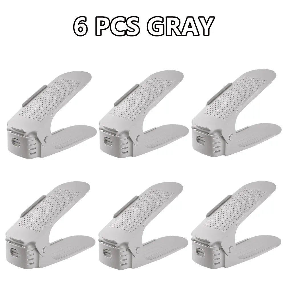 6-14Pcs Shoe Slots Organizer, Adjustable Shoe Support Rack, Double Layer Stack Holder, Shoe Stacker for Closet Organization