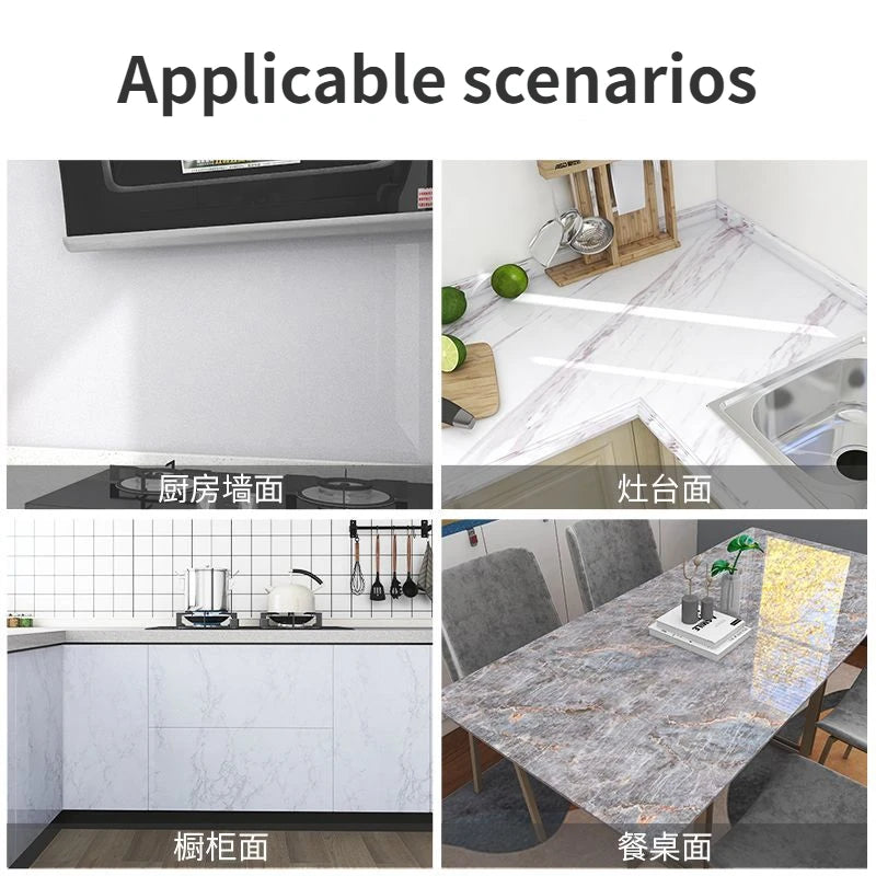 Kitchen Cabinets Furniture Renovation Stickers Oil Proof Mould-Proof Waterproof Self-adhesive Wallpaper Kitchen Decoration