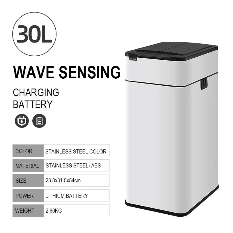 15L 20L 30L 40L 50L 60L Smart Trash Can Stainless Steel Waste bin High Trash Cans Garbage Bin for Kitchen Trash Can Wastebasket
