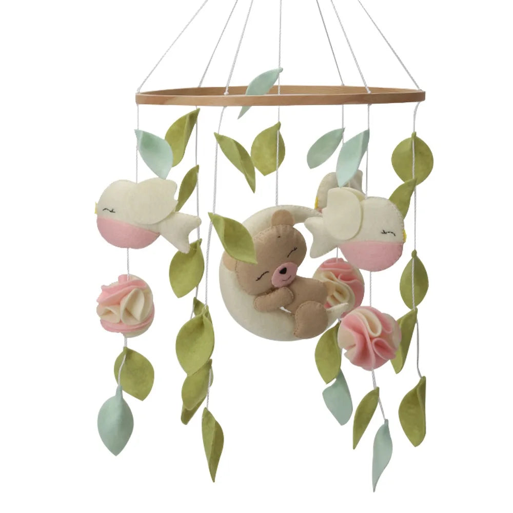 Boho mobile girl Baby shower gift Teddy Bear baby Girl Mobile Nursery decor