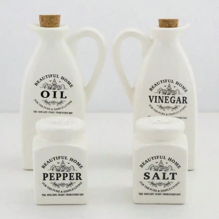 4pcs Japanese Style Kitchen Set Ceramic Seasoning Bottle Soy Sauce Bottle Home Kitchen Decoration Ornament Gift