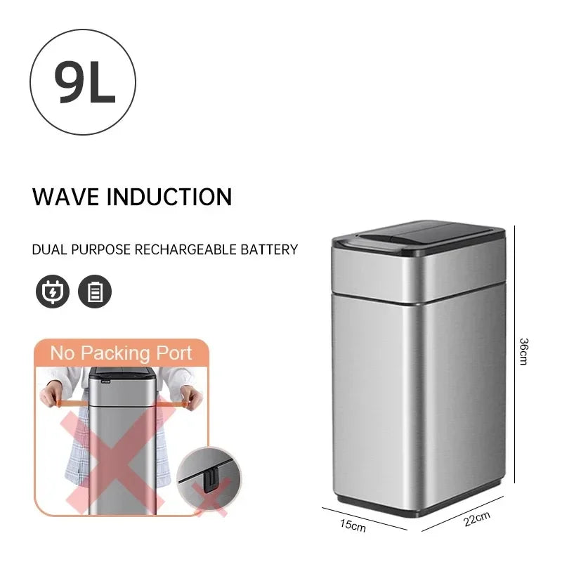 15L 20L 30L 40L 50L 60L Smart Trash Can Stainless Steel Waste bin High Trash Cans Garbage Bin for Kitchen Trash Can Wastebasket