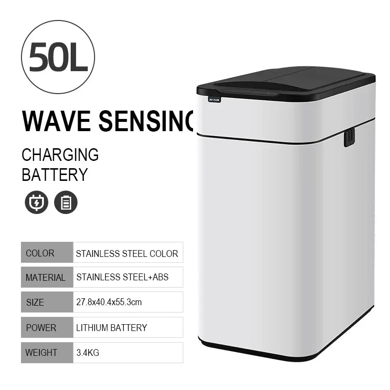 15L 20L 30L 40L 50L 60L Smart Trash Can Stainless Steel Waste bin High Trash Cans Garbage Bin for Kitchen Trash Can Wastebasket