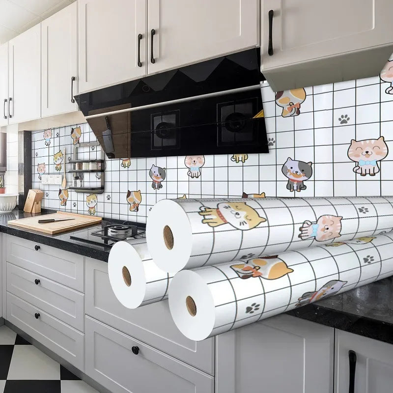 Kitchen Stove Oil-proof Sticker Waterproof High Temperature Resistant Wallpapers Kitchen Decoration Self Adhesive Contact Paper
