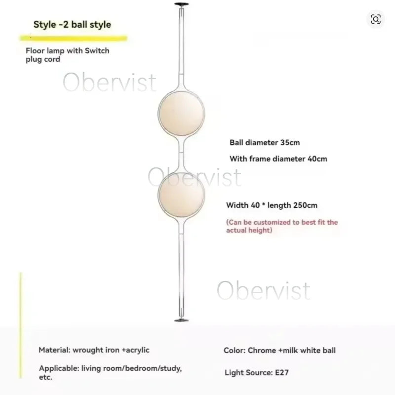 Modern Minimalist LED Floor Lamp Chrome Metal White Acrylic Ball Style for Living Room Sofa Home Decor Atmosphere