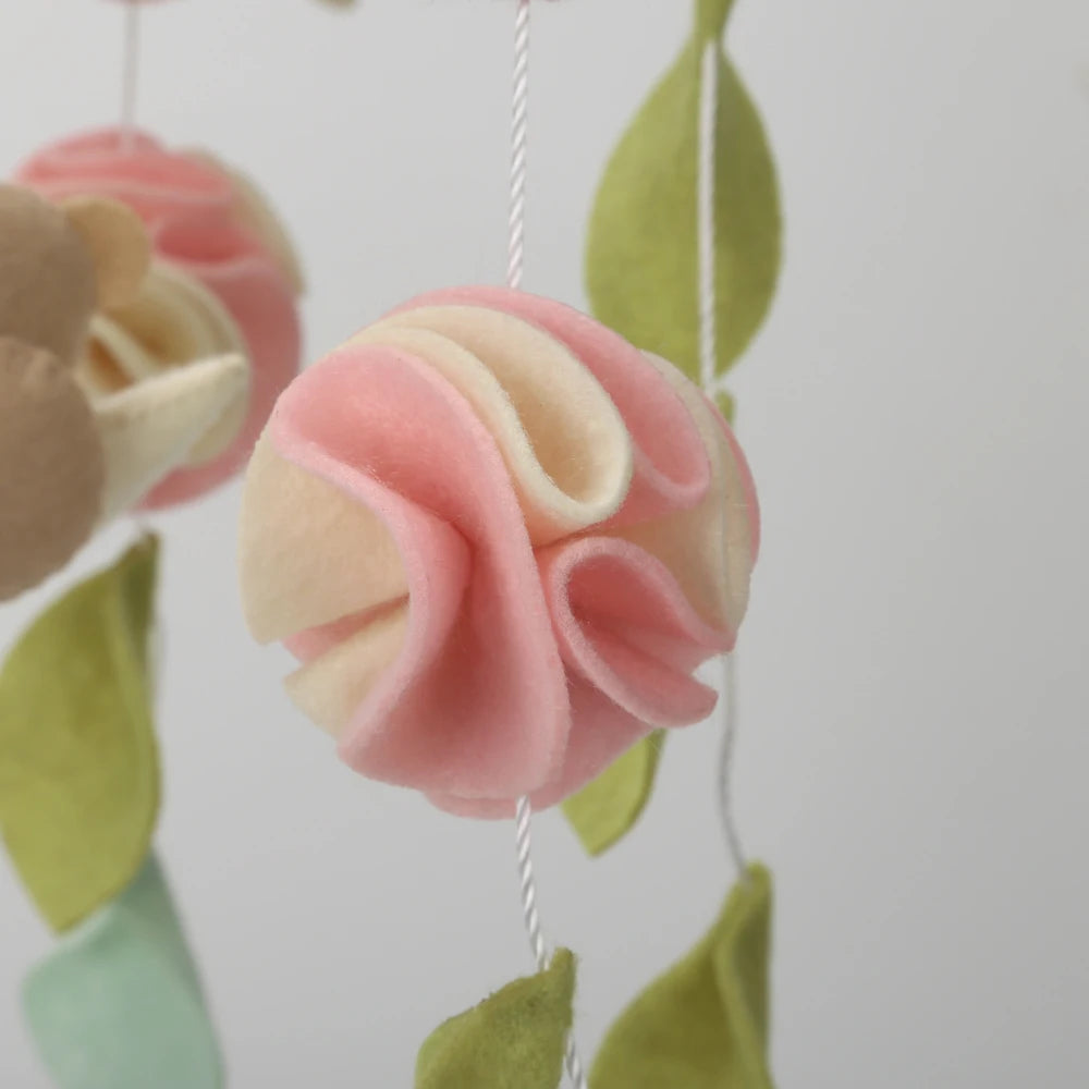 Boho mobile girl Baby shower gift Teddy Bear baby Girl Mobile Nursery decor