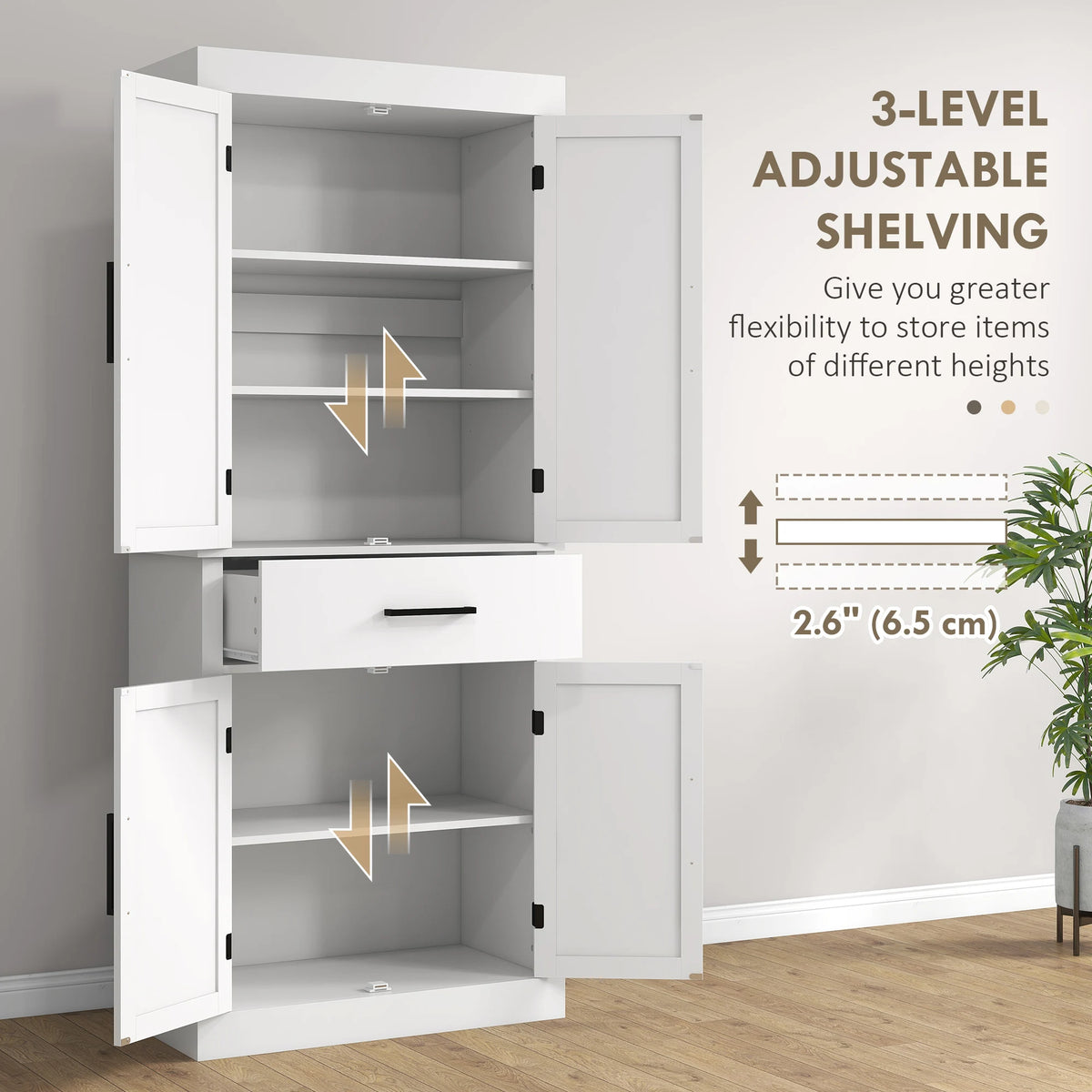 Homcom 72" Tall Kitchen Pantry Storage Cabinet with Barn Doors and Drawer