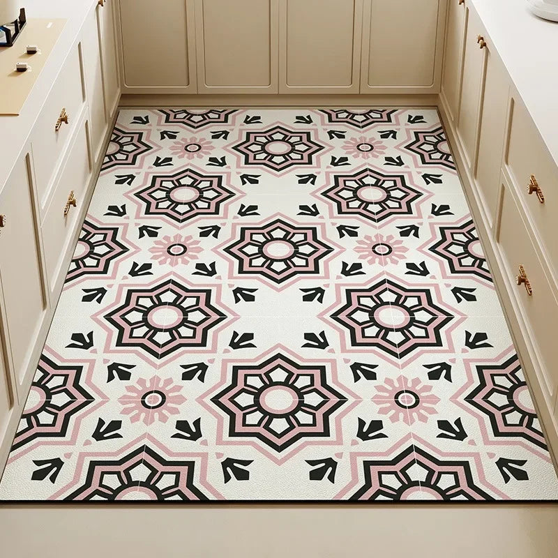 Carpet for Kitchen Pvc Floor Mat Large Size Waterproof Non-slip Carpets Leather Anti-oil Foot Mats Retro Home Decoration Rug