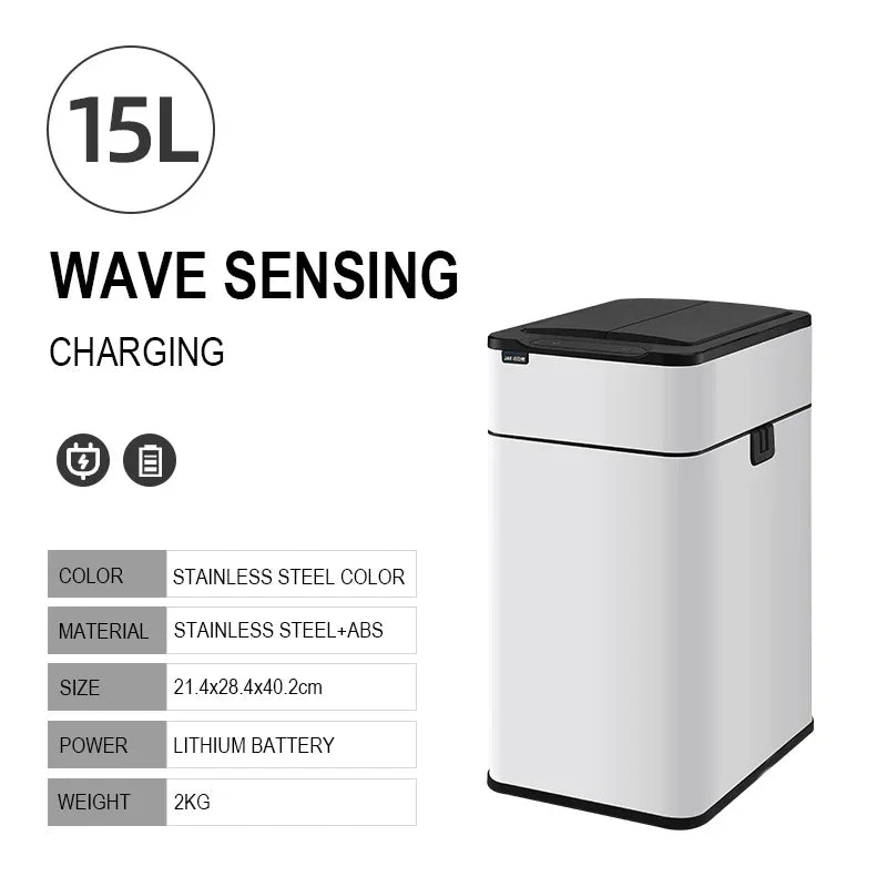 15L 20L 30L 40L 50L 60L Smart Trash Can Stainless Steel Waste bin High Trash Cans Garbage Bin for Kitchen Trash Can Wastebasket