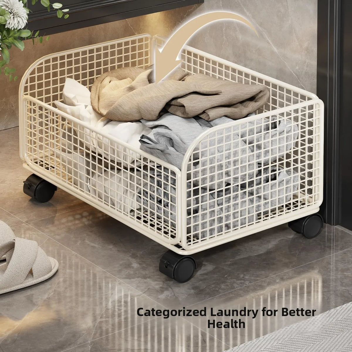 Bathroom Laundry Basket Multi-Functional Storage Rack with Wheels for Dirty Clothes Bath Towels under Sink Organizer