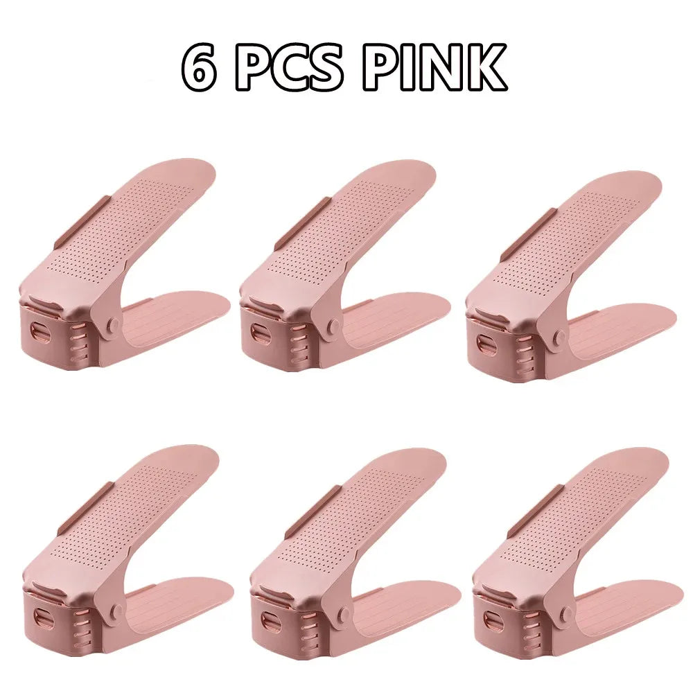 6-14Pcs Shoe Slots Organizer, Adjustable Shoe Support Rack, Double Layer Stack Holder, Shoe Stacker for Closet Organization