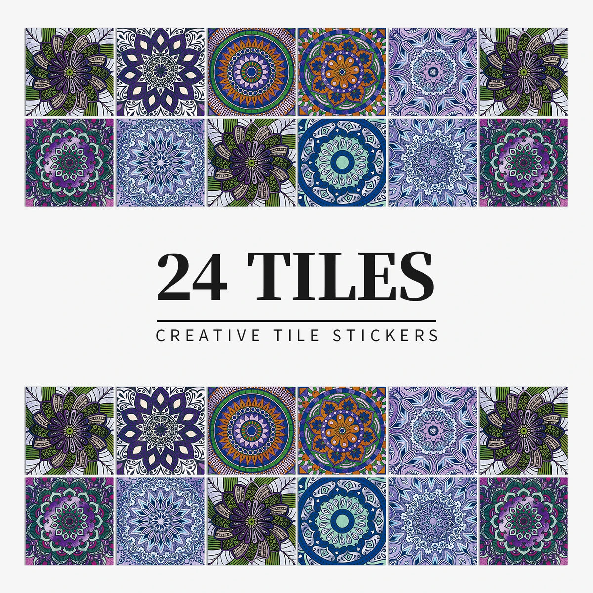 24pcs/Set Gray Moroccan Art Self-Adhesive Wall Sticker Kitchen Bathroom Decoration Vinyl Waterproof Wallpaper Home Decal