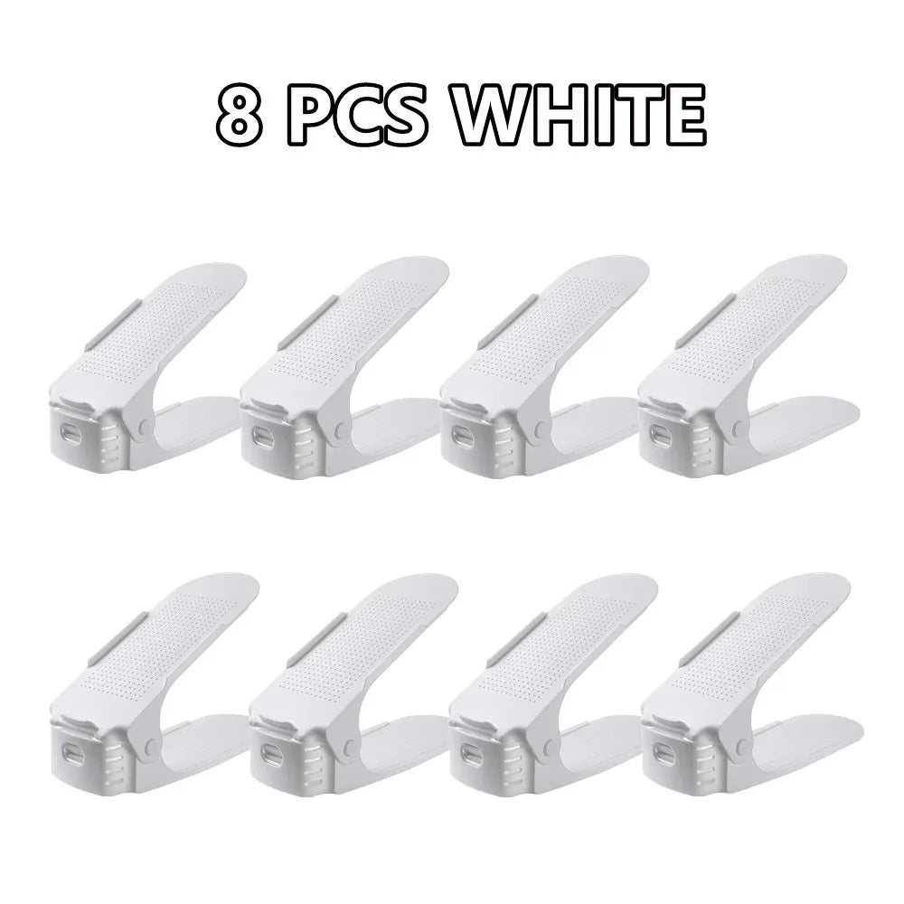 6-14Pcs Shoe Slots Organizer, Adjustable Shoe Support Rack, Double Layer Stack Holder, Shoe Stacker for Closet Organization